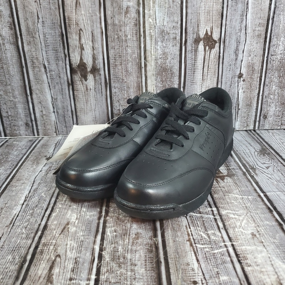 Propet Women's W3804 Life Walker Sneakers Black Leather Sturdy Comfort Size 9